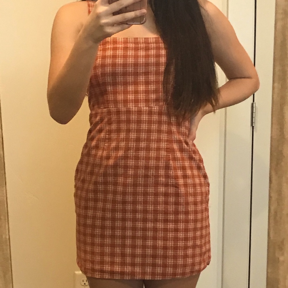 Forever 21 Orange Plaid Dress